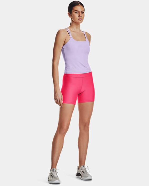 Women's HeatGear® Mid-Rise Middy Shorts, Pink, pdpMainDesktop image number 2